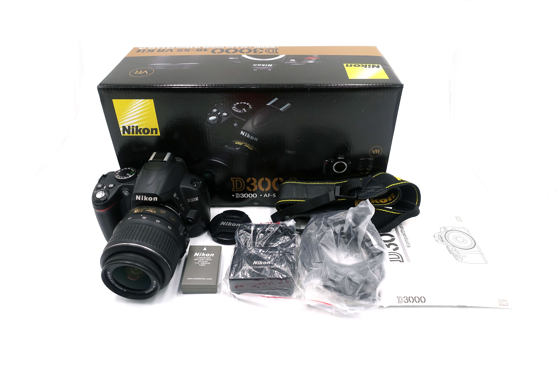 Nikon D3000 + AF-S NIKKOR 18–55mm f/3.5–5.6G VR – DSLR-Kit (ca. 11.000 Auslösungen)